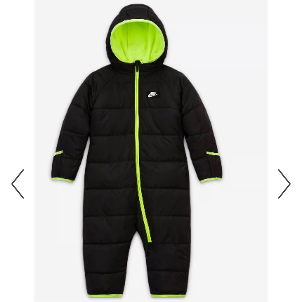 Nike Infant Baby 9 Months Neon /Black Cozy Snowsuit Warm Linning. Worn 1x.